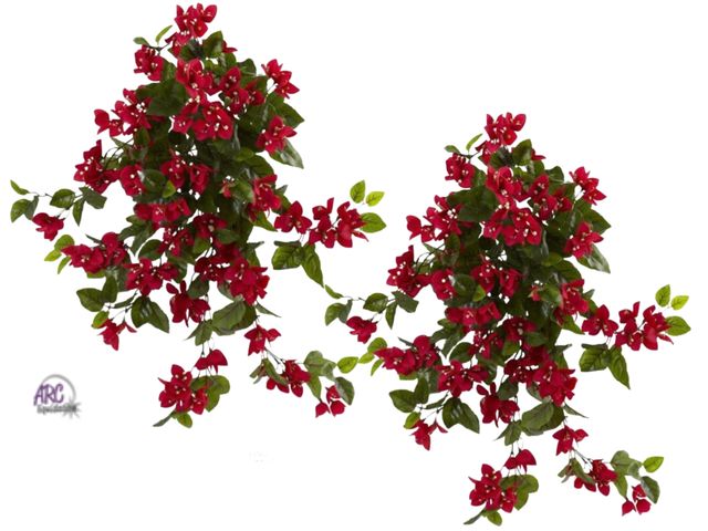 Lot 56-382411 - New,28” Bougainvillea Hanging Bush Artificial Plant (Set of 2) UV Resistant (Indoor/Outdoor)