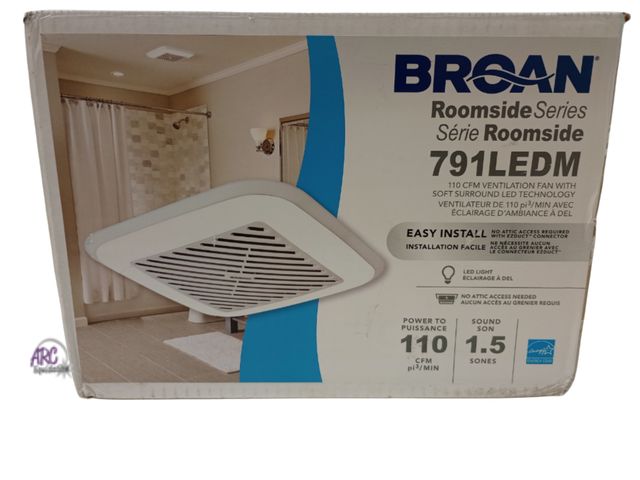 Lot 56-793824 - New in box. Broan &amp; Nutone 791LEDM Ventilation Fan with LED Light 100 CFM