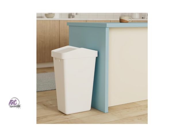 Lot 56-186617 - New Rubbermaid Swing Top Waste Container for Home and Kitchen, Easy Access Disposal and Slim Modern ...