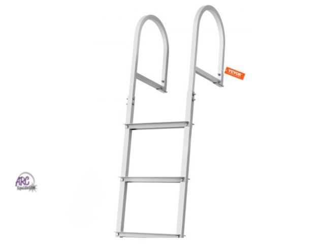 Lot 56-592098 - NEW-VEVOR Dock Ladder, Removable 3 Steps, 500 lbs Load Capacity, Aluminum Alloy Pontoon Boat Ladder ...
