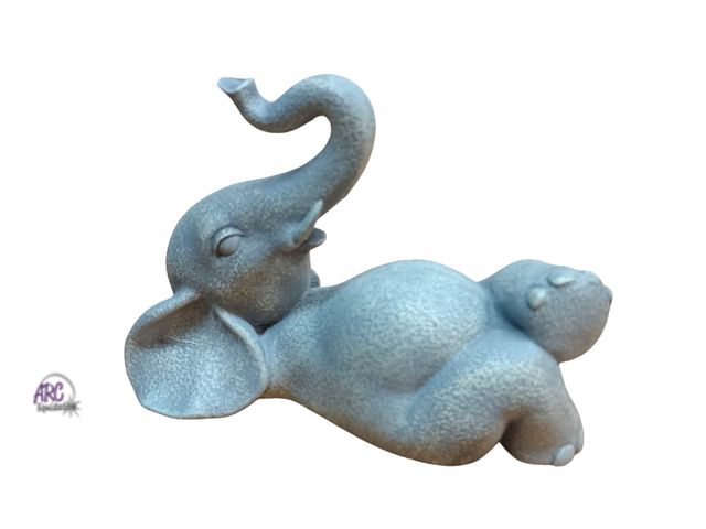 Lot 56-798240 - New lot of 47 lounging elephant. 4.5" . Cement color. Made from high quality resin