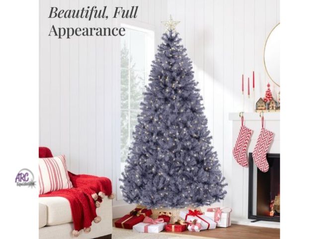 Lot 56-743830 - Pre assembled 6ft charcoal gray. Pre-Lit Artificial Charcoal Gray Christmas Tree w/ Incandescent Lig...