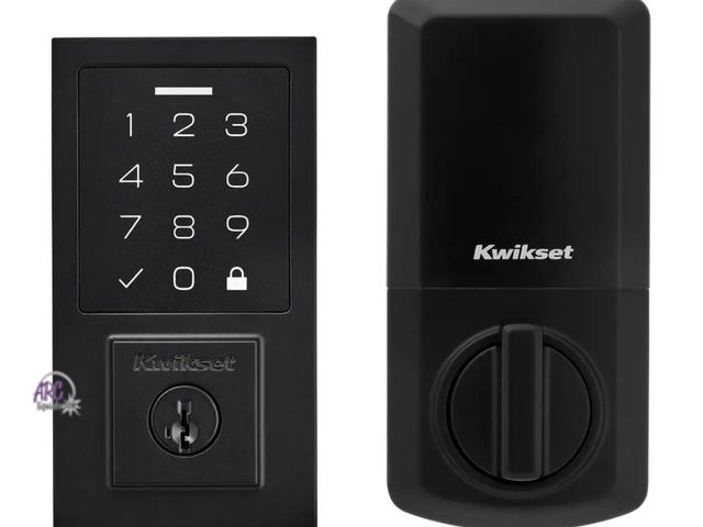 Lot 56-882429 - New - Kwikset SmartCode 270 Contemporary Matte Black Touchpad Single Cylinder Electronic Deadbolt Fe...