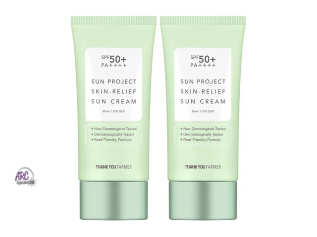 Lot 56-217617 - NEW Thank You Farmer Sun Project Skin Relief Sun Cream, SPF 50+, 1.75 fl oz 2-pack best by 2027