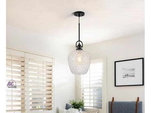 Lot 56-324051 - New in box Large Glass Pendant Lights Kitchen Island, 10" 1-Light Black Pendant Light Fixtures with ...