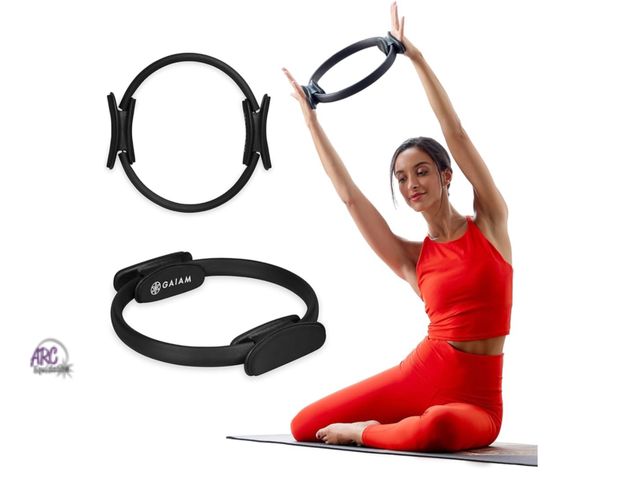 Lot 56-188718 - New Gaiam Pilates Ring Fitness Circle - Lightweight &amp; Durable Foam Padded Handles, Flexible Resi...