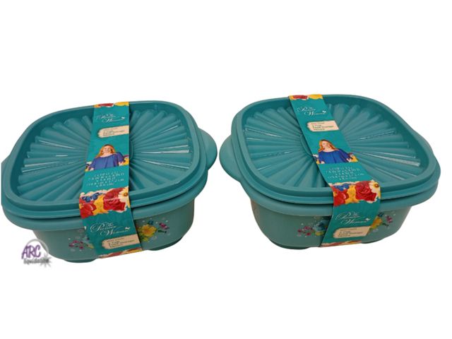 Lot 56-791824 - New lot of 2 . The Pioneer Woman 5 Cup Plastic Food Storage Container with Lid, Breezy Blossom