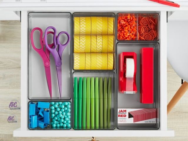 Lot 56-298414 - NEW The Home Edit Office Drawer Edit Organizer, 6 Pieces, Clear
