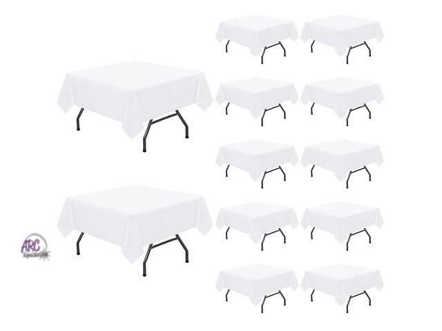 Lot 56-784823 - New 12 Packs Square Tablecloth White, 52×52 Inch Washable Square Polyester Table Cover for Buffet/We...