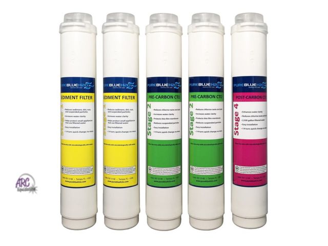 Lot 56-645065 - New Opened Box - Pure Blue H2O 5PC Reverse Osmosis Filter System Replacement Filters