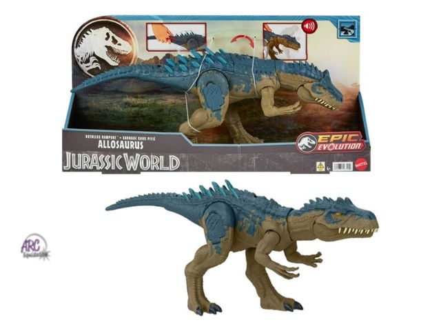Lot 56-150530 - New Jurassic World Ruthless Rampagin Allosaurus Dinosaur Toy with Attack Move &amp; Roar Sound