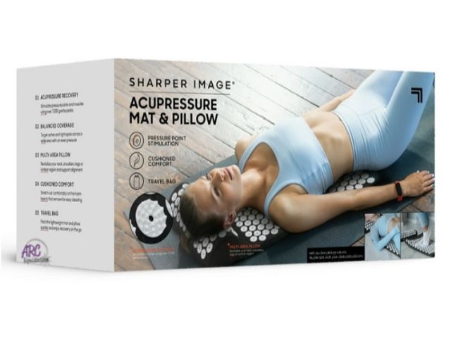 Lot 56-761151 - New in box. Sharper Image Acupressure Mat &amp; Pillow with Travel Bag