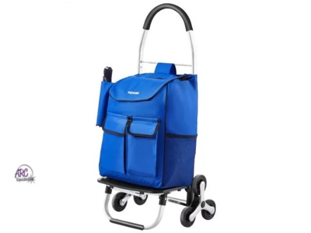 Lot 56-541017 - NEW-VEVOR-Stair Climbing Cart Foldable Shopping Cart 36L with 6 Wheels Storage Bag-BLUE