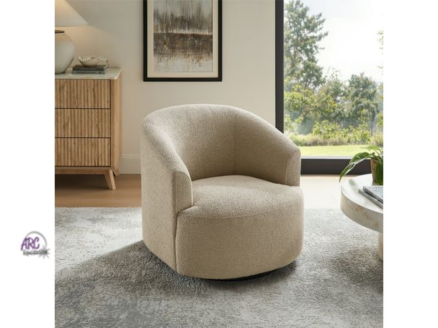 Lot 56-784912 - New in box. Mainstays Boucle Swivel Accent Chair, Taupe