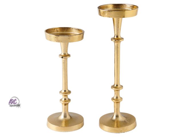 Lot 56-408933 - New Kirkton House 2 Pack Gold Pillar Candle Holder.