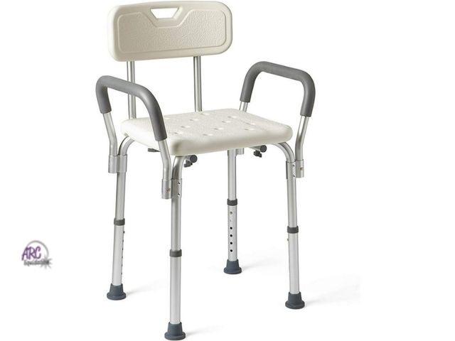 Lot 56-702414 - New in box. Medline Shower Bath Chair with Back and Padded Armrests, Height Adjustable, Supports up ...