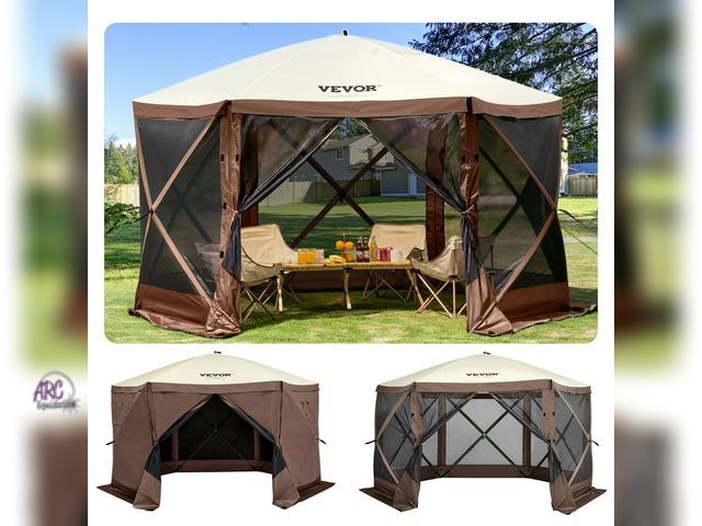 Lot 56-799125 - New Gazebo Tent, 10'x10', 6 Sided Pop-up Canopy Screen Tent for 8 Person Camping, Waterproof Screen ...