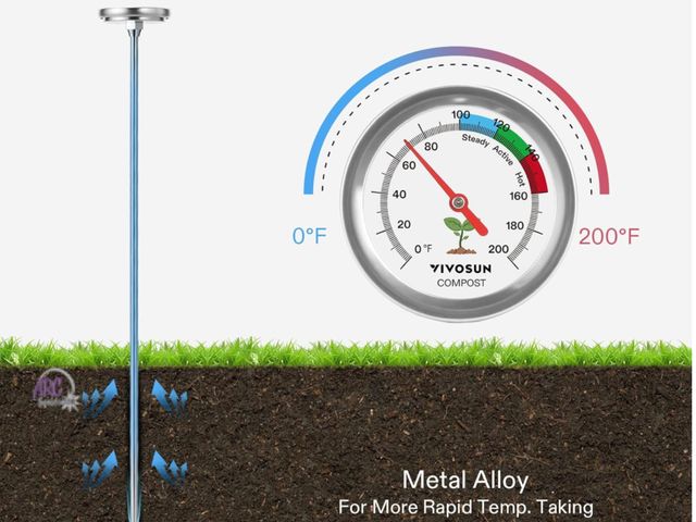 Lot 56-449339 - New In Box VIVOSUN Compost Thermometer, 20 Inch Backyard Soil Thermometer with Stainless Steel Dial ...