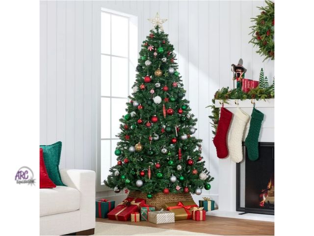 Lot 56-743430 - New 7.5' Non lit Premium Spruce Artificial Christmas Tree w/ Easy Assembly