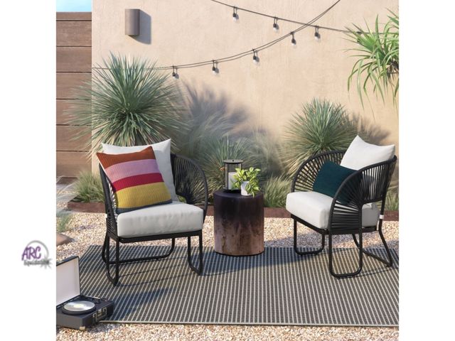 Lot 56-213816 - NEW Micro Grid Rectangular Woven Indoor Outdoor Area Rug - Threshold 5’3” x 7’