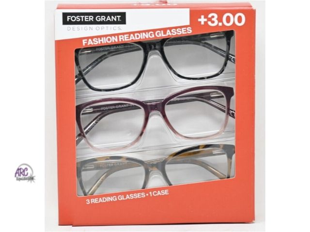 Lot 56-504634 - NEW-TORN PACKAGE-DesignOptics By Foster Grant Fashion Reading Glasses 3pk +3.00