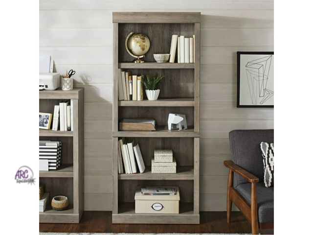 Lot 56-786913 - New in box. Better Homes &amp; Gardens Glendale 5 Shelf Bookcase, Rustic Gray Finish