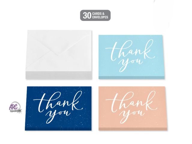 Lot 56-611824 - New sealed American Greetings Thank You Stationery Multi-pack, Script (3-Designs, 30-Count)