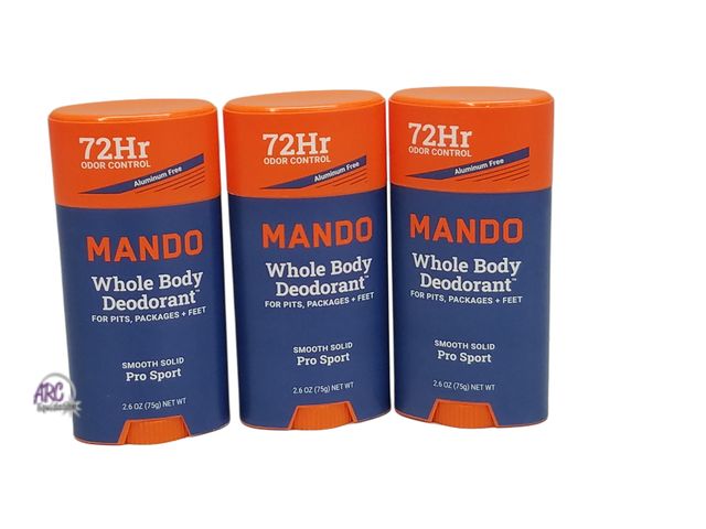 Lot 56-341661 - New - 3 - Packout of package  - 2.6 ounce  - Pro Sport - Mando Whole Body Deodorant For Men - Smooth...