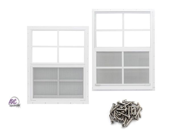Lot 56-269650 - New in box NeatiEase 2 Pack Shed Window, 18" x 23" Flush Mount Window with Tempered Glass and Fiberg...