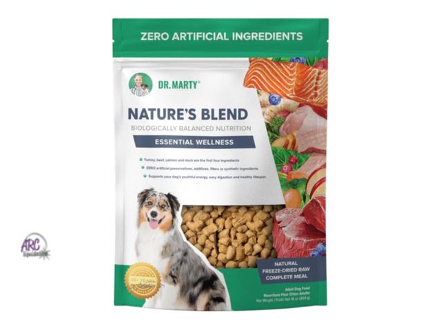 Lot 56-600423 - Dr. Marty Nature's Blend Essential Wellness Freeze-Dried Raw Adult Dog Food 16-oz Best by 4/3/2027