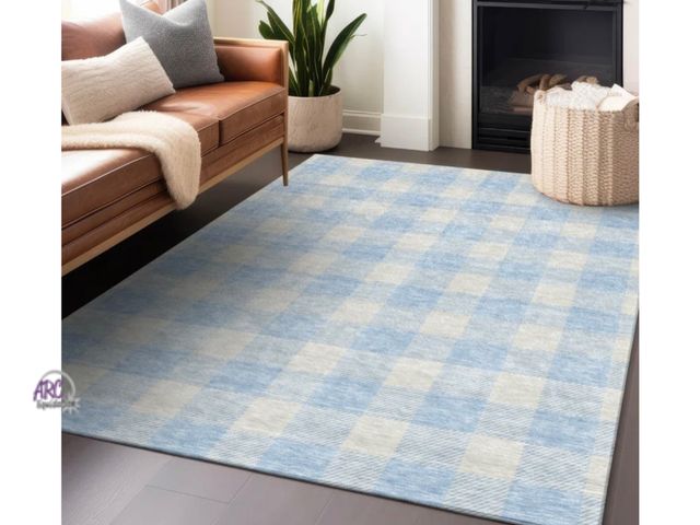 Lot 56-134827 - New Room Essentials Area Rug Blue/White Stripe (4x5x6”)
