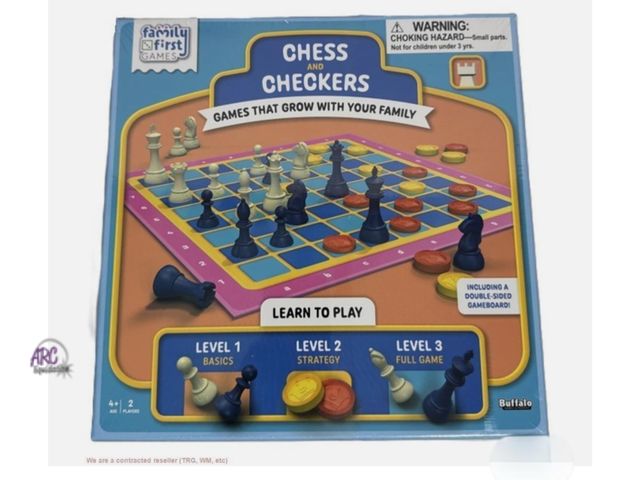 Lot 56-313530 - New, Family First Games Checkers &amp; Chess Game