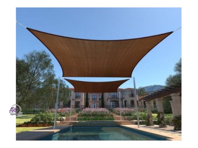 Lot 56-402865 - New in Box - COLOURTREE - 10 ft. x 16 ft. 190 GSM Brown Rectangle Sun Shade Sail Screen Canopy, Outd...