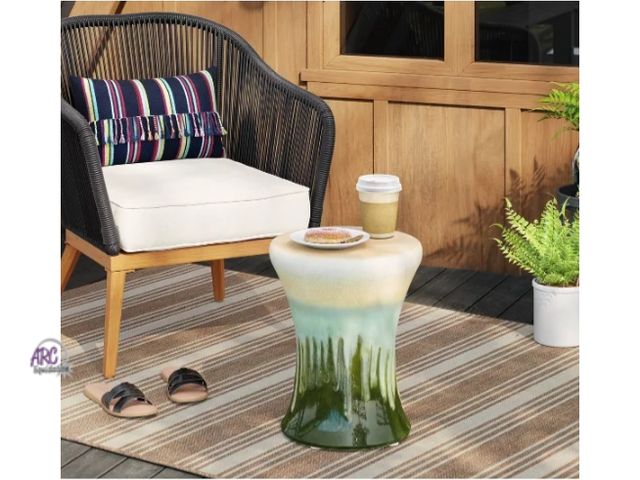 Lot 56-712915 - New Glazed Ceramic Accent Table Green - Threshold. 16" tall