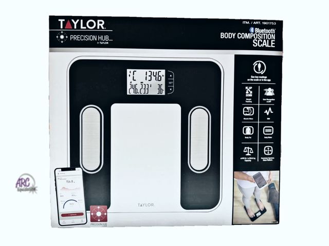 Lot 56-441839 - USED IN BOX/TESTED/WORKS Taylor Smart Body Composition Scale, Bathroom Scale for Body Weight, Measur...