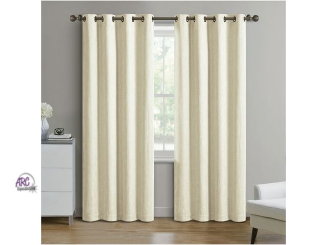 Lot 56-509424 - NEW-Better Homes &amp; Gardens Woven Textured Grommet Blackout Curtain Panel, 1-Piece, Ivory, 50" W ...