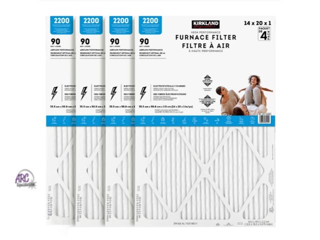 Lot 56-525040 - NEW-Pack of 4-Kirkland signature high performance furnace filters-16 x 20 x 1