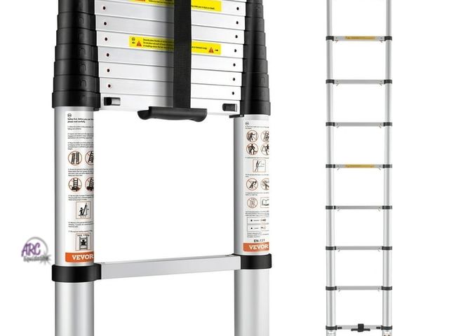 Lot 56-762161 - New in box.  Telescoping Ladder 10.5 FT Aluminum Extension Ladder（375 LBS Capacity, One-Button Retra...