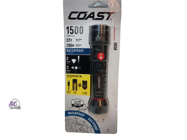 Lot 56-767651 - New Coast G65R 1500 Lumens Waterproof Rechargeable LED Professional Flashlight