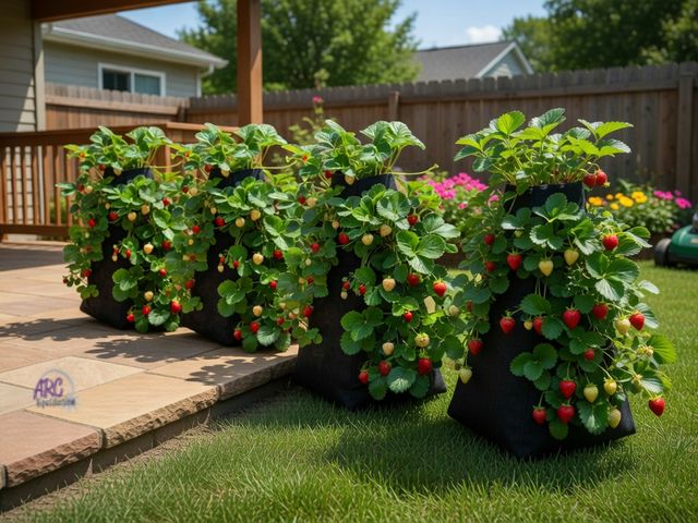 Lot 56-499665 - New in Package - Gardens Alive! - 12" x 12" x 20" - 3.50 Gal. Capacity Fabric Geo Textile Strawberry...