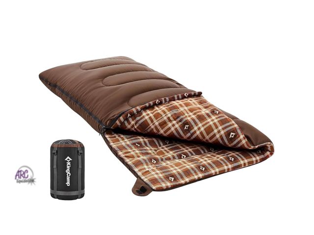 Lot 56-219718 - NEW KingCamp Cotton Flannel 3 Season Sleeping Bag Large In The Color Coffee