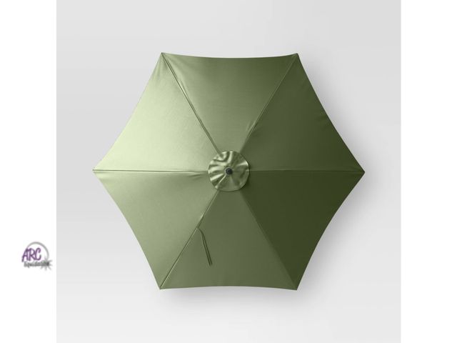 Lot 56-263950 - 9' Round Outdoor Patio Market Umbrella Basil with Black Pole - Threshold™: Fade-Resistant, Crank Lif...