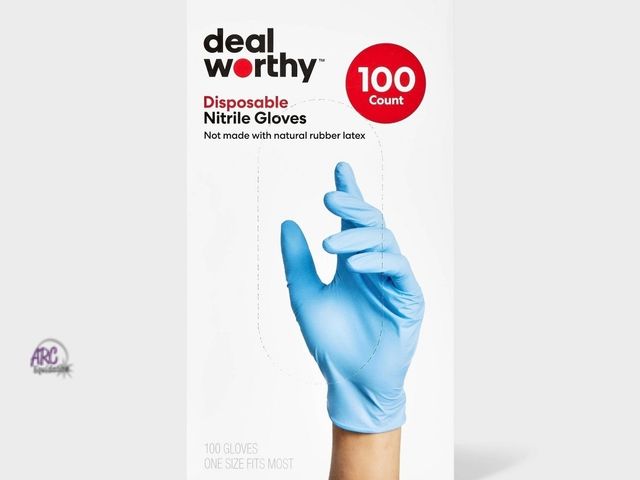 Lot 56-909527 - New - Damaged Box - Lot of 3 Boxes - Deal Worthy Disposable Nitrile Gloves 100ct per box.