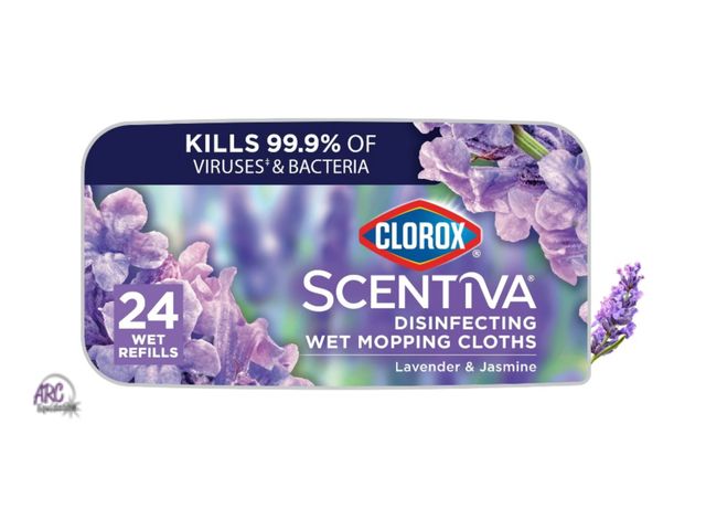Lot 56-169614 - New Clorox Scentiva Disinfecting Wet Mop Pads, Tuscan Lavender and Jasmine, 24 Count