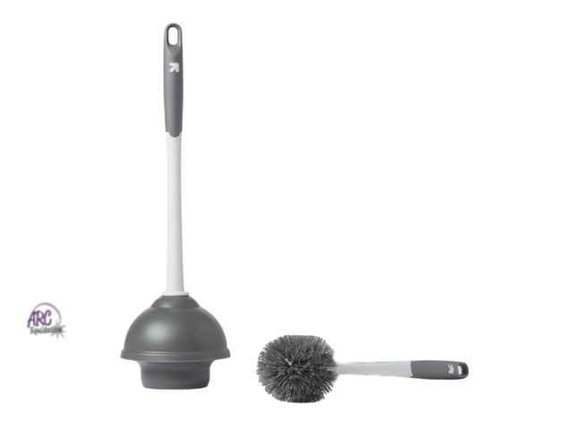 Lot 56-278111 - NEW up&amp;up Toilet Brush &amp; Plunger (missing holster)