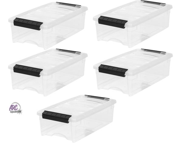 Lot 56-221018 - NEW OPEN BOX IRIS USA 5 Quart Stack &amp; Pull Boxes, Clear 5 Pack