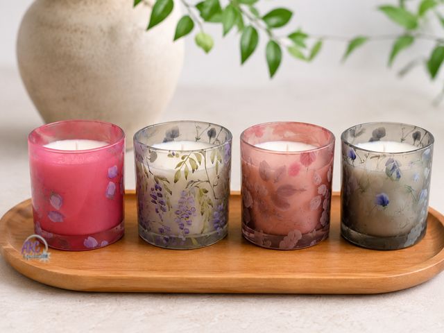 Lot 56-644365 - New - Premier Candle Set of 4 Simply Indulgent scented candles (Coral Hibiscus, Sugar Iris, Whisperi...