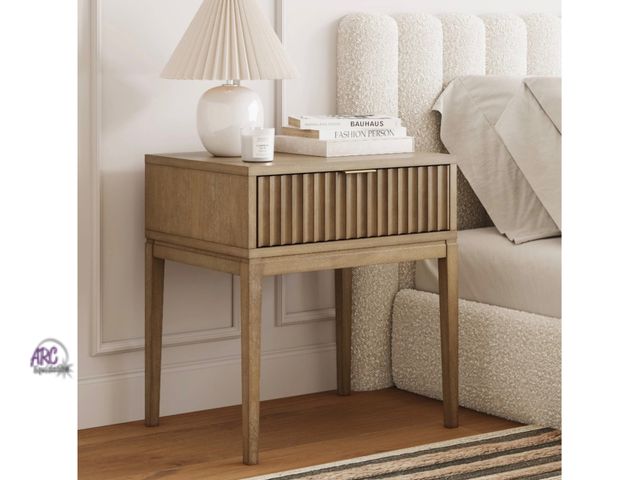 Lot 56-639650 - New Opened box - Nathan James James Boho Wood Nightstand with Drawer, Fluted Side Table or End Table...