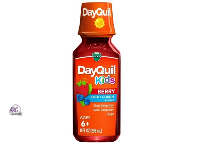 Lot 56-320850 - New lot of 2, Vicks DayQuil Kids Cold and Cough Liquid, Cold Medicine for Children, Berry, 8 Fl oz E...