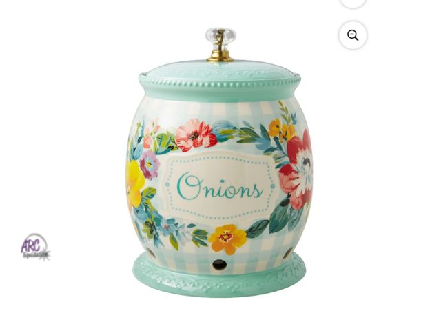 Lot 56-612224 - New sealed The Pioneer Woman Sweet Romance 7.4-inch Ceramic Onion Keeper with Lid